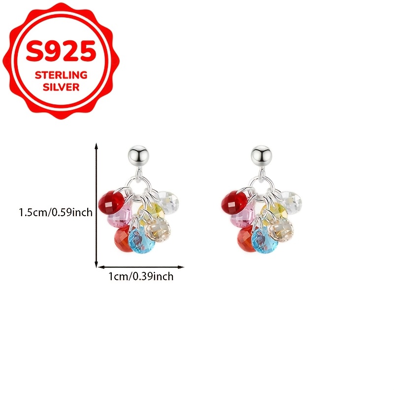 2pc Women's 925 Sterling Silver Grape Cluster Stud Earrings